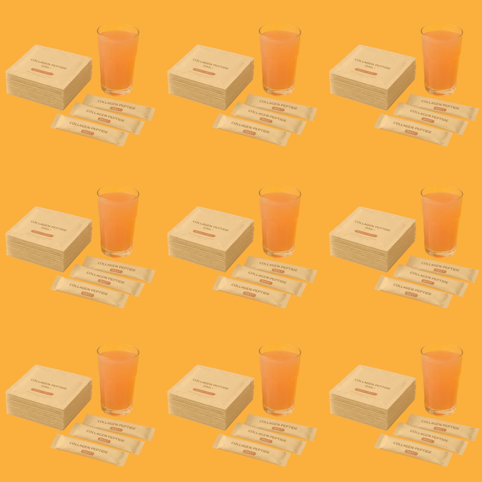 Stacked supplement sachets.